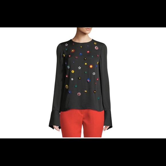 Milly Elanore blouse size 10 with button flower mod details - Picture 3 of 15